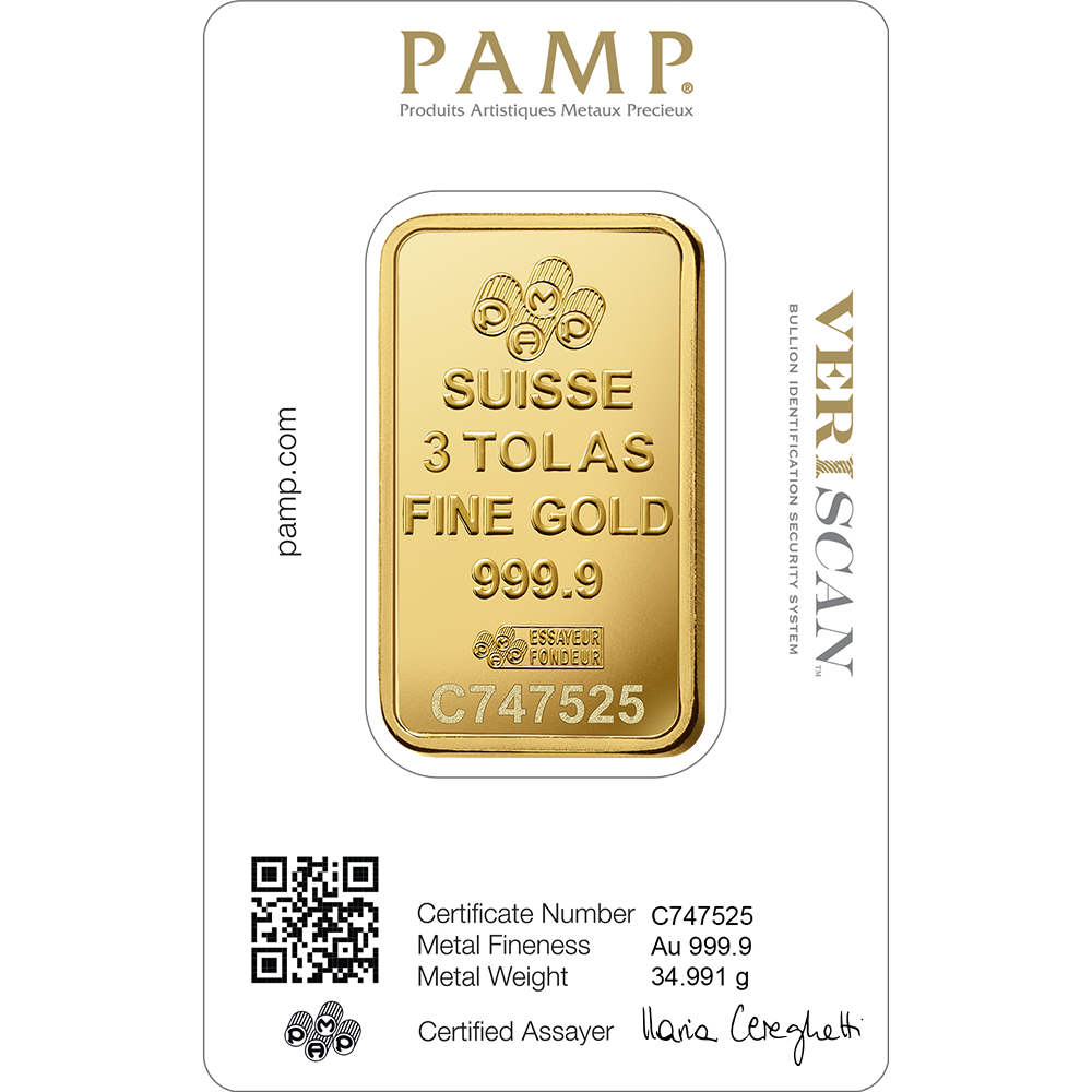 Lady Fortuna™ Gold Minted Bar - 3 Tolas