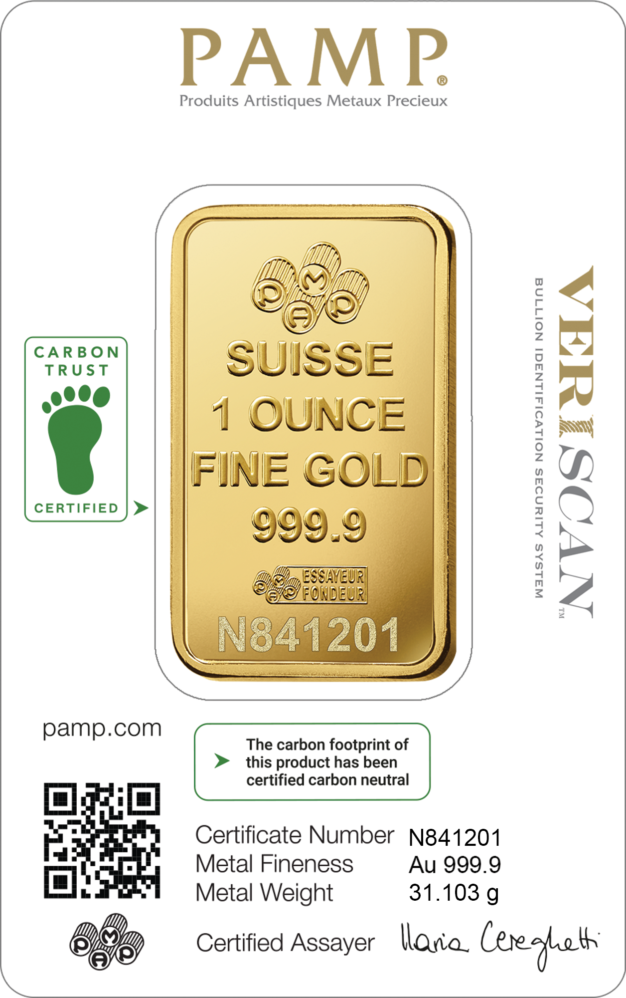 Lady Fortuna™ Gold Minted Bar - 1oz (Carbon Neutral)